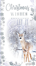 Open Christmas Card Christmas Wishes Let It Snow Deer & Holly Bright Design