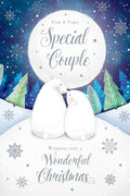 Special Couple  Christmas Card Cute Bears Moonlight  7.5" x 5" Lovely Verse