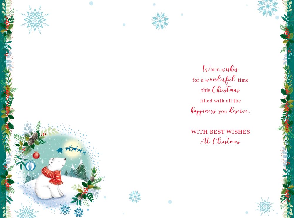 Dad Christmas Card Cute Polar Bear Snowglobe 9" x 6" Lovely Verse
