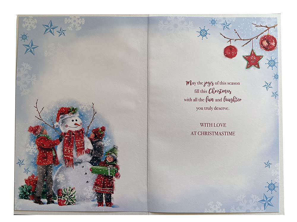 Mummy & Daddy Christmas Card Children Snowman Design Lovely Verse