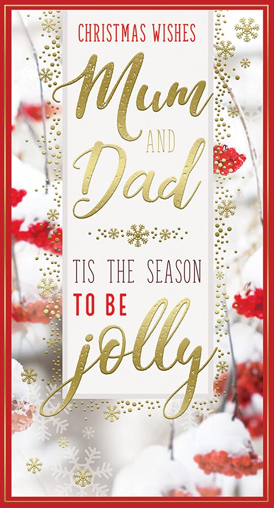 Mum & Dad Christmas Card Tis The Season To Be Jolly Bright Design