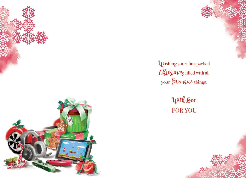 Special Godson Christmas Card Gaming Headphones Design Lovely Verse