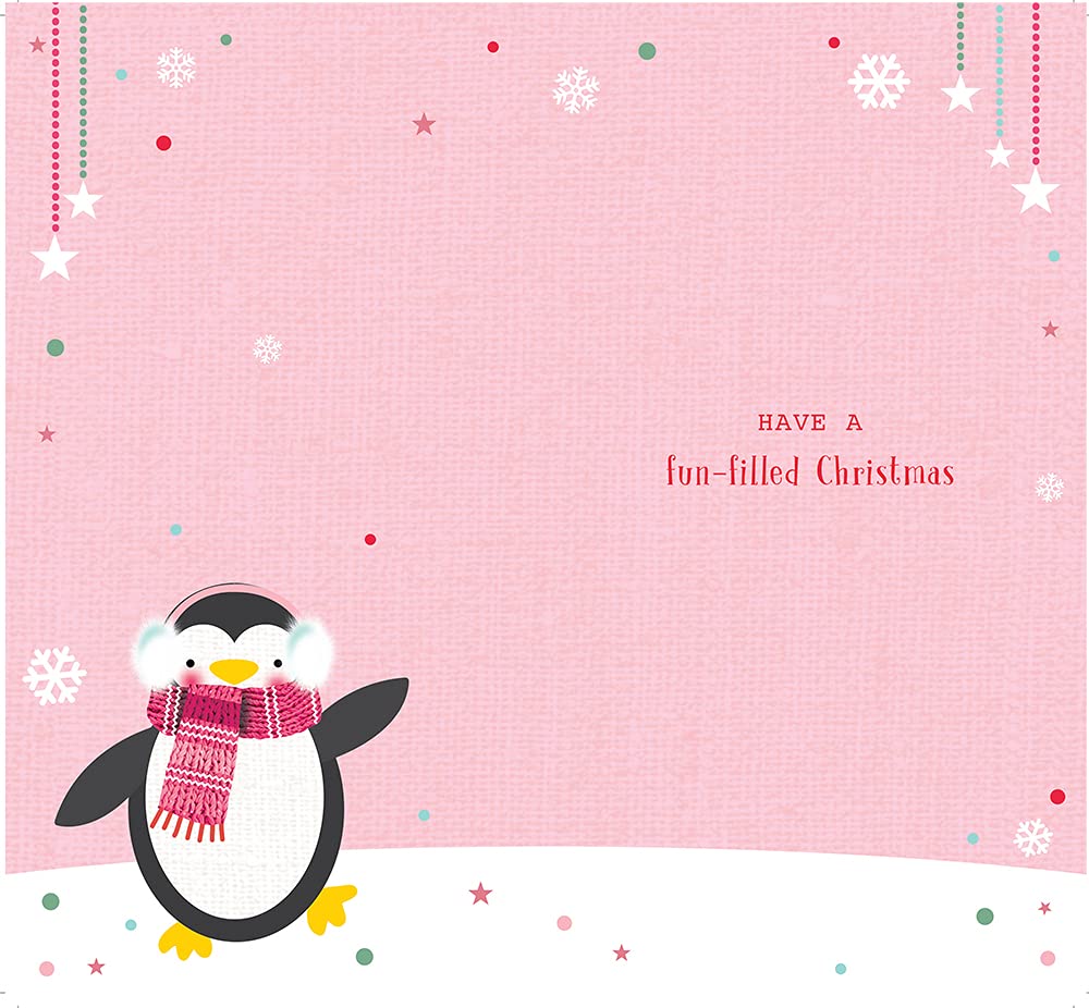 Daughter Christmas Card At Christmas Time Penguin Bright Design