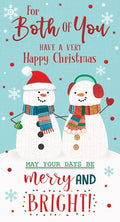 Both Of You Christmas Card Days Be Merry & Bright Snowmen Bright Design