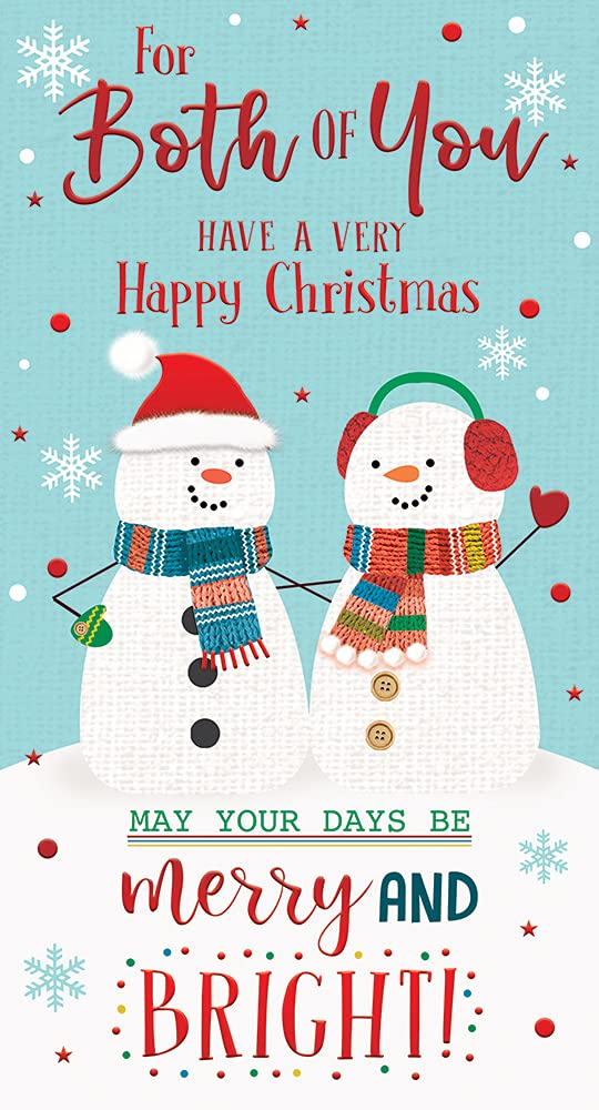Both Of You Christmas Card Days Be Merry & Bright Snowmen Bright Design