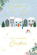 Daughter & Son in Law Christmas Card Modern Houses 9" x 6" Lovely Verse