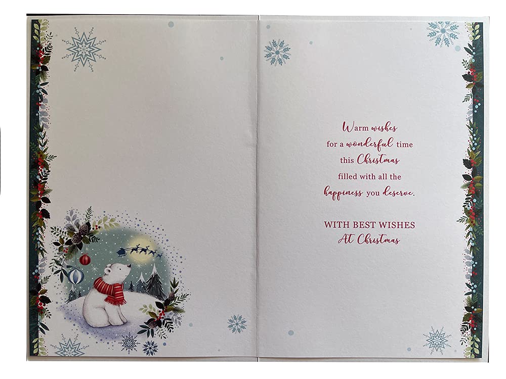 Son Christmas Card Polar Bear Santa & Reindeer Design Lovely Verse