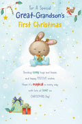 1st Christmas Card Great-Grandson 1st Christmas Large Cute Bunny 15x23cm
