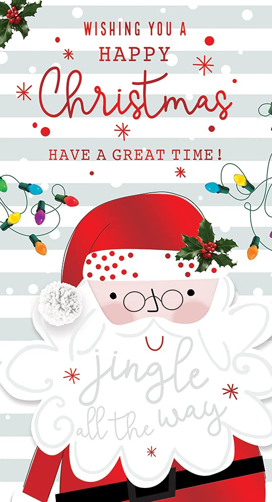 Open Christmas Card Wishing You A Happy Christmas Santa Bright Design