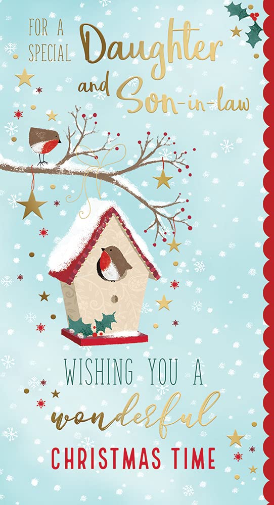 Daughter & Son In Law Christmas Card  Bird House Bright Design
