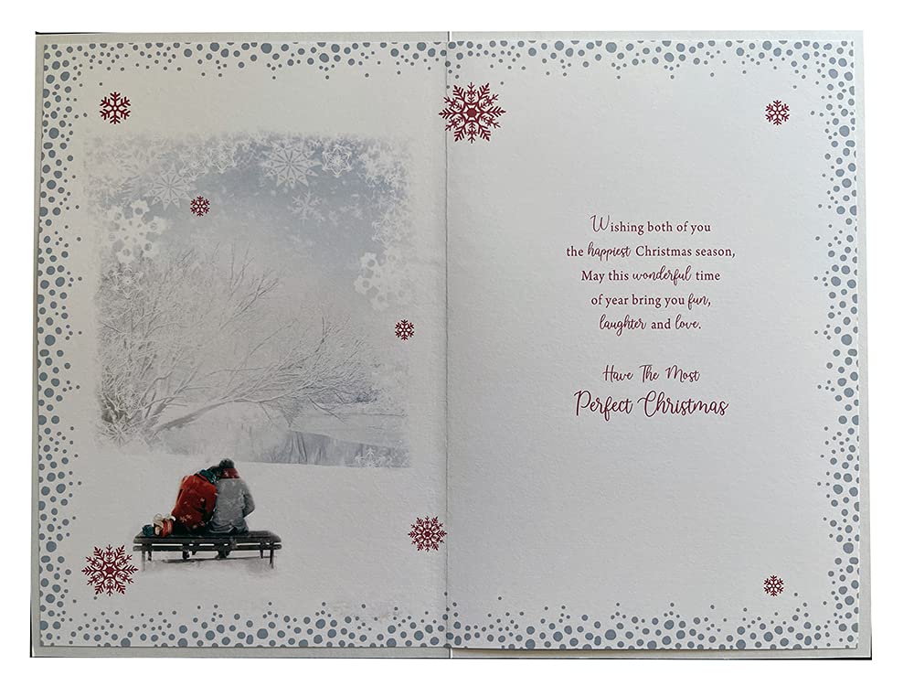 Son & Daughter In Law Christmas Card Couple Sitting On Bench Design Lovely Verse