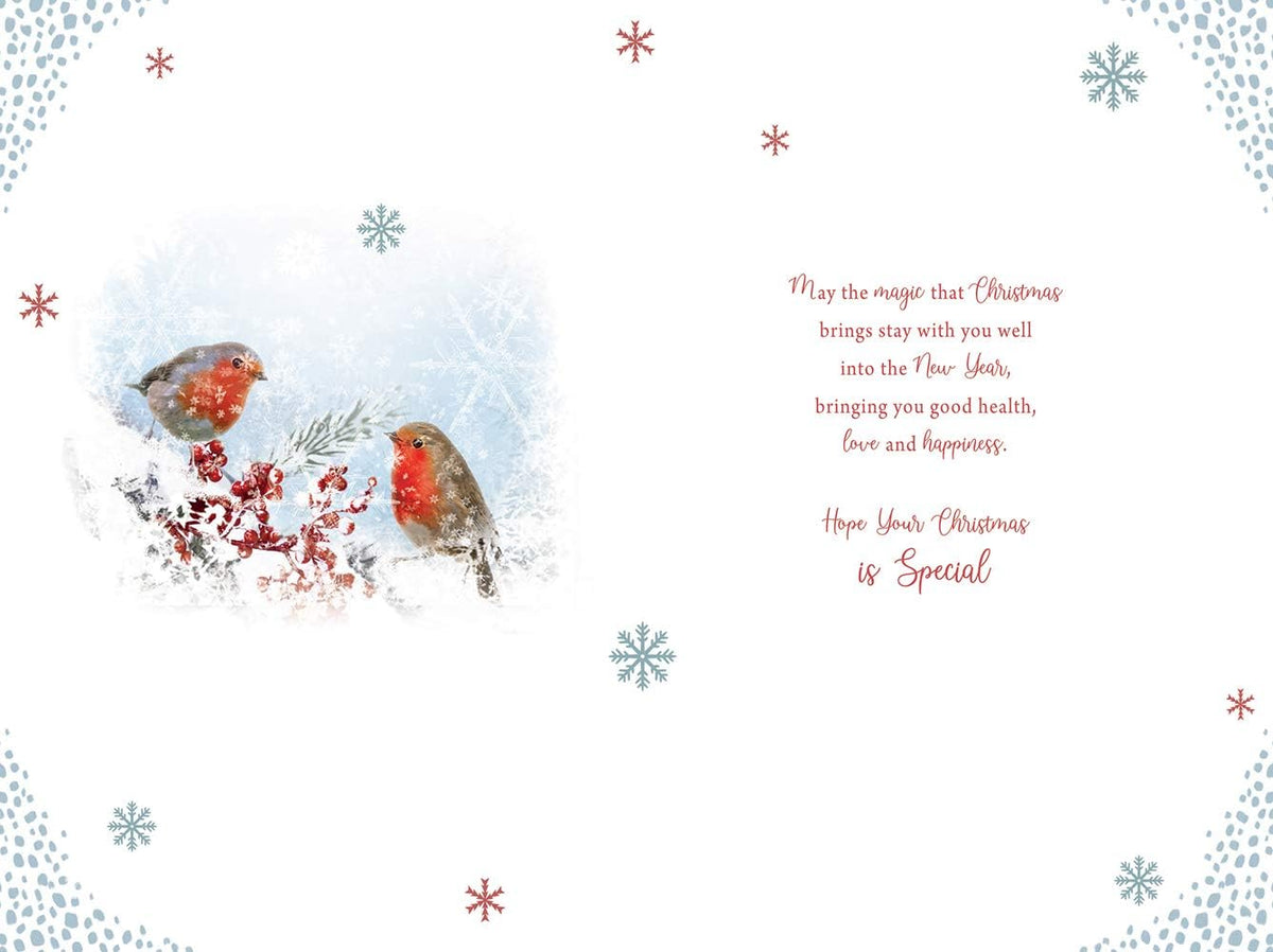 From Both Of Us Christmas Card Robins & Twig Design Lovely Verse