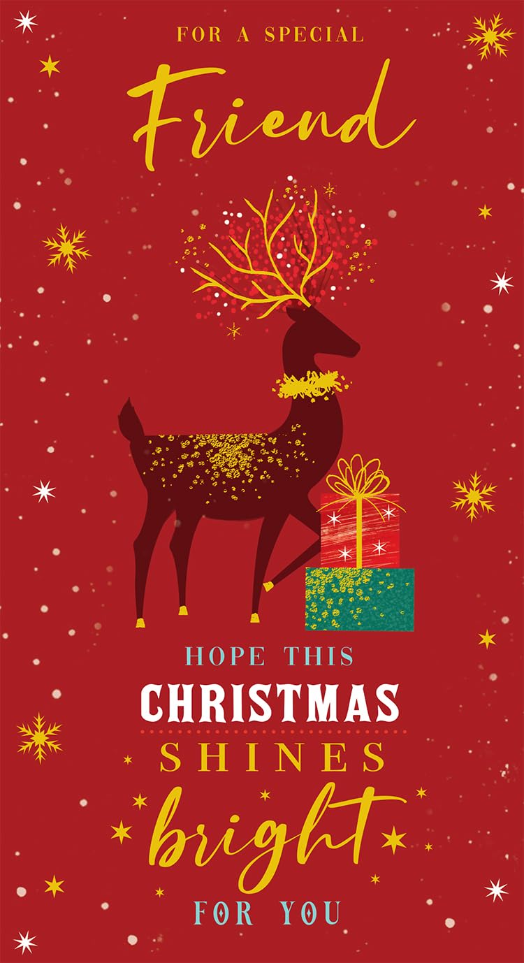 Friend Christmas Card Hope This Christmas Shines Bright For You 9" x 5"