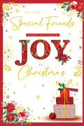 Special Friends Christmas Card Modern Gifts JOY Baubles 7.5" x 5" Lovely Verse