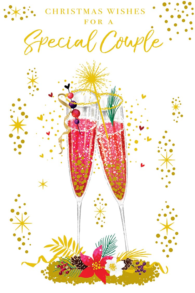 Special Couple Christmas Card Modern Champagne 9" x 6" Lovely Verse