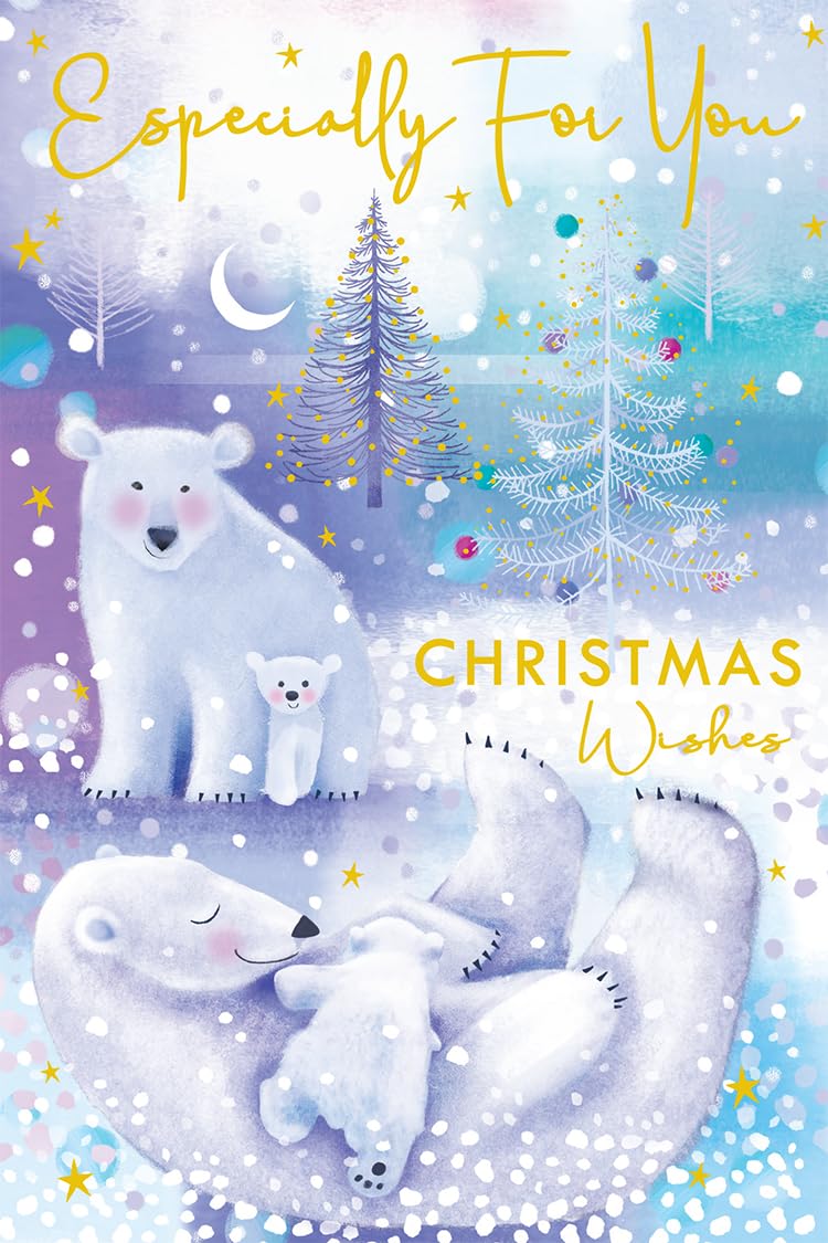 Open Christmas Card Especailly For You Polar Bears 7.5" x 5" Lovely Verse
