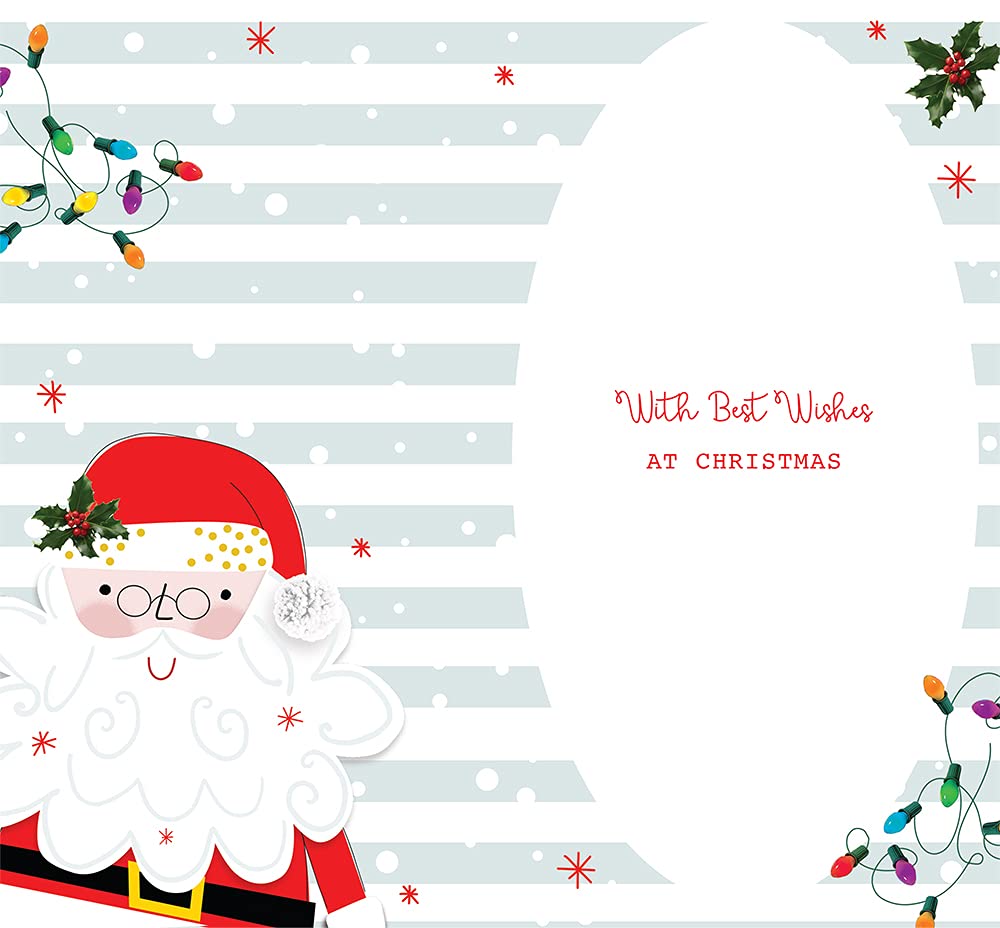 Open Christmas Card Wishing You A Happy Christmas Santa Bright Design