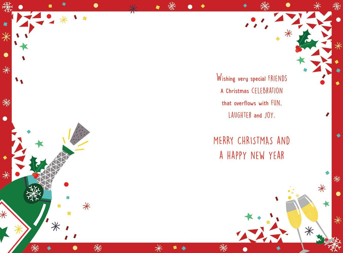 For Special Friends Champagne & Flutes Design Christmas Card Lovely Verse