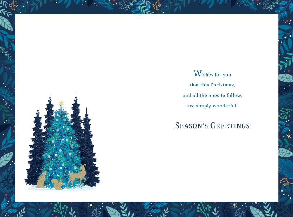 To All The Family Christmas Card Tree Rabbit Squirrel Deer 9" x 6" Lovely Verse