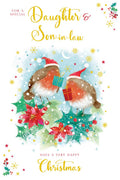 Daughter & Son in Law Christmas Card Modern Robins 9" x 6" Lovely Verse