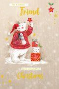Friend Christmas Card Modern Cute Polar Bear Gifts 7.5" x 5" Lovely Verse