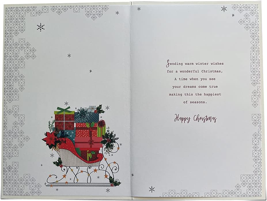 Brother & Your Family Christmas Card Sleigh Full Of Gifts Design Lovely Verse