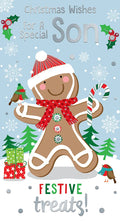 Son Christmas Card Gingerbread Festive Treats Bright Design
