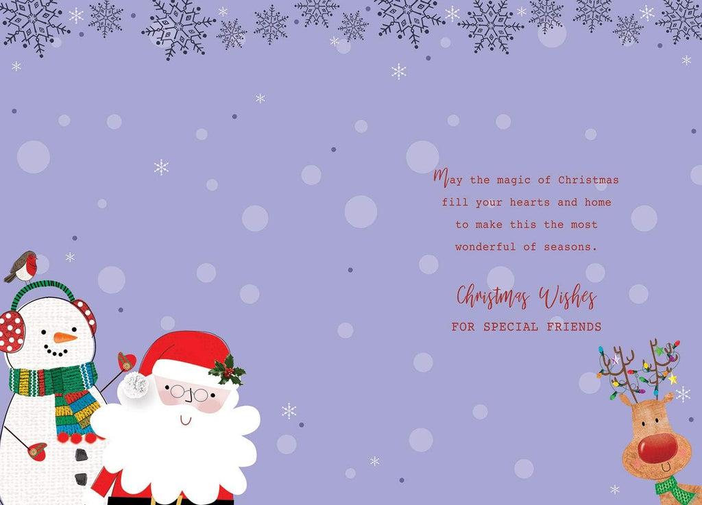 Special Friends Christmas Card Reindeer Santa & Snowman Design Lovely Verse