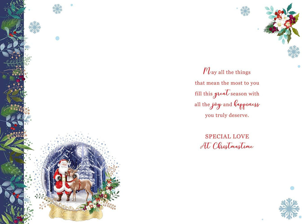 Special Grandad Christmas Card Santa & Reindeer Tree Design Lovely Verse