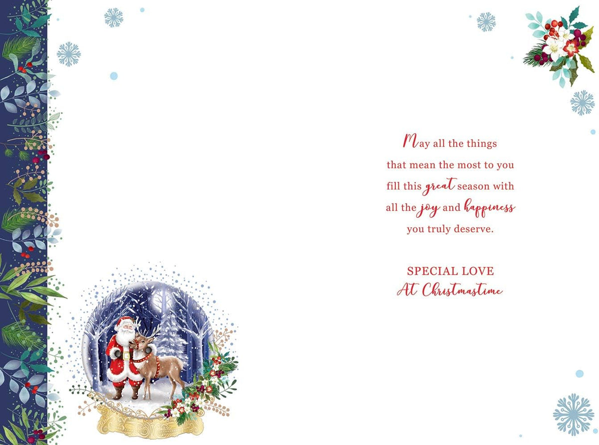 Special Grandad Christmas Card Santa & Reindeer Tree Design Lovely Verse