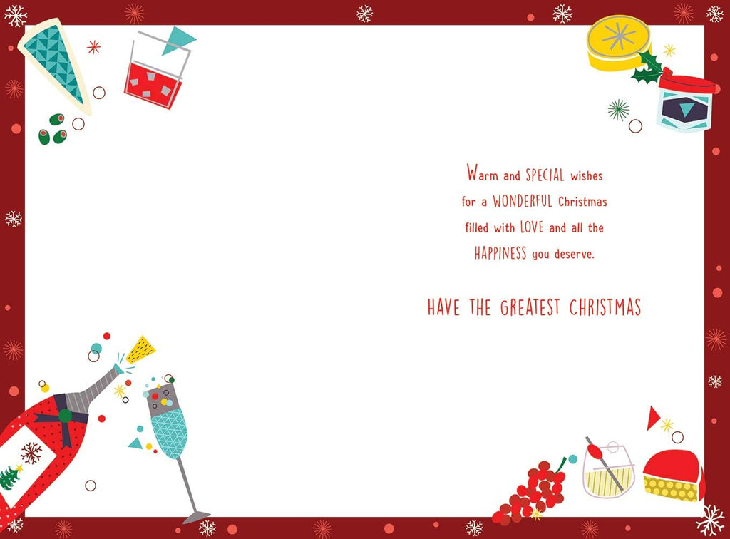 Uncle Christmas Card Party Cheese Wine Grapes Design Lovely Verse