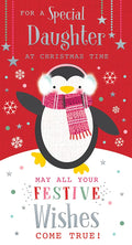 Daughter Christmas Card At Christmas Time Penguin Bright Design