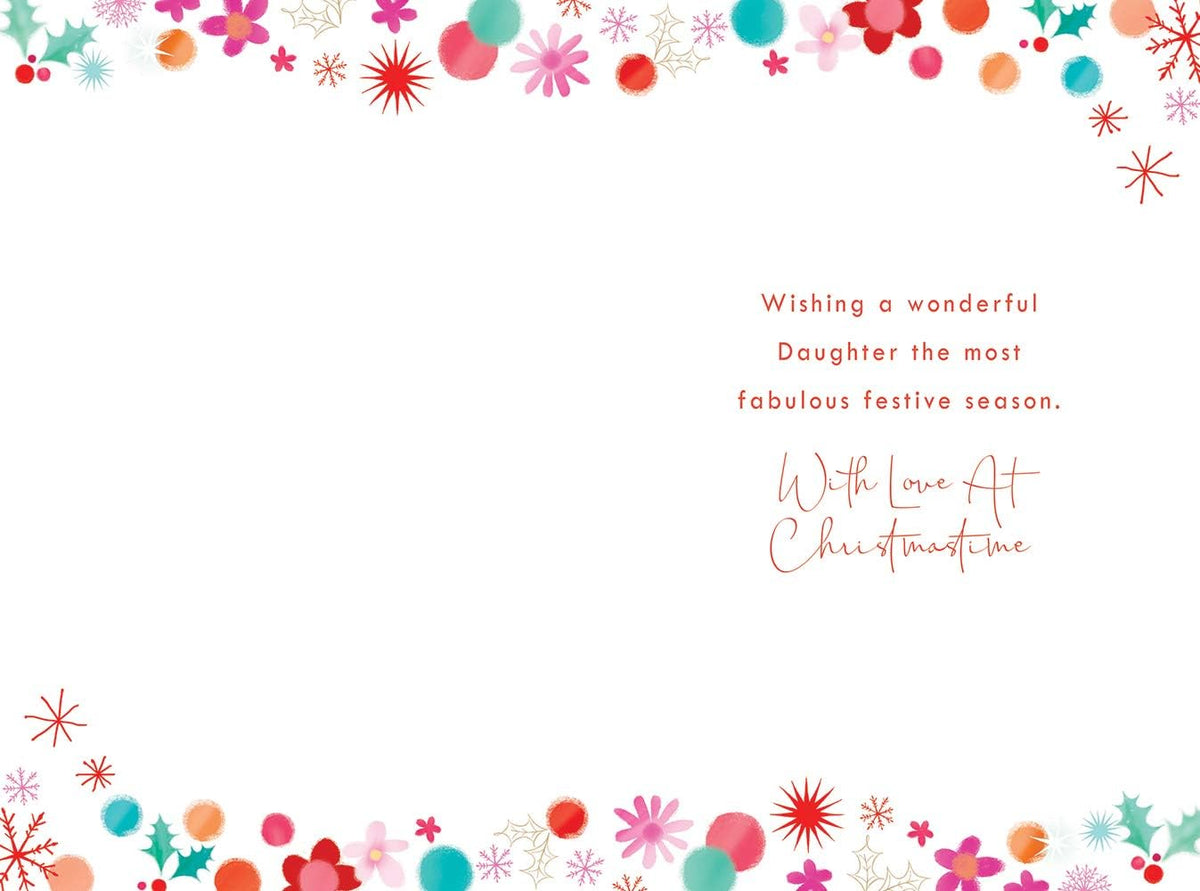 Special Daughter Christmas Card Flower & Dress Design Lovely Verse