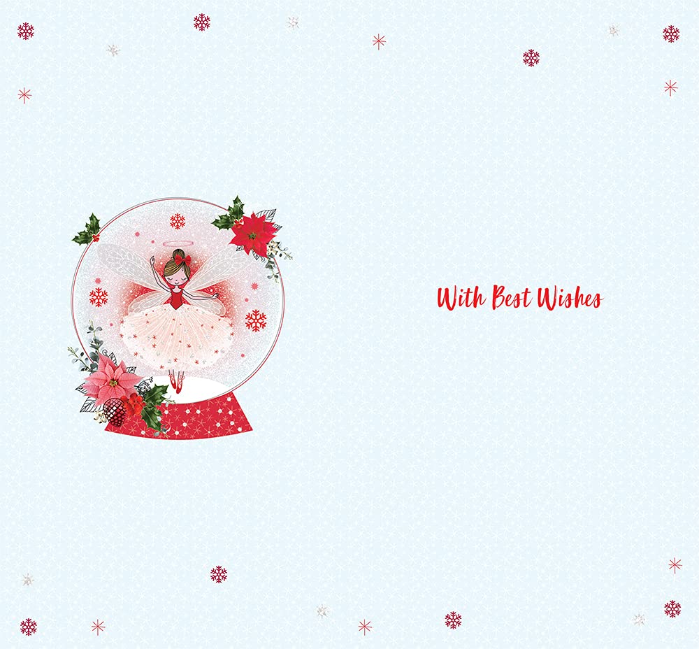 Open Christmas Card Have A Happy Christmas Fairy Snow Globe Magic Bright Design