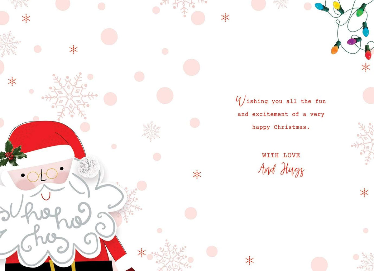 Special Son Christmas Card Cute Santa & Lights Design Lovely Verse