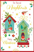 Special Neighbours Christmas Card Modern Bird House 7.5" x 5" Lovely Verse
