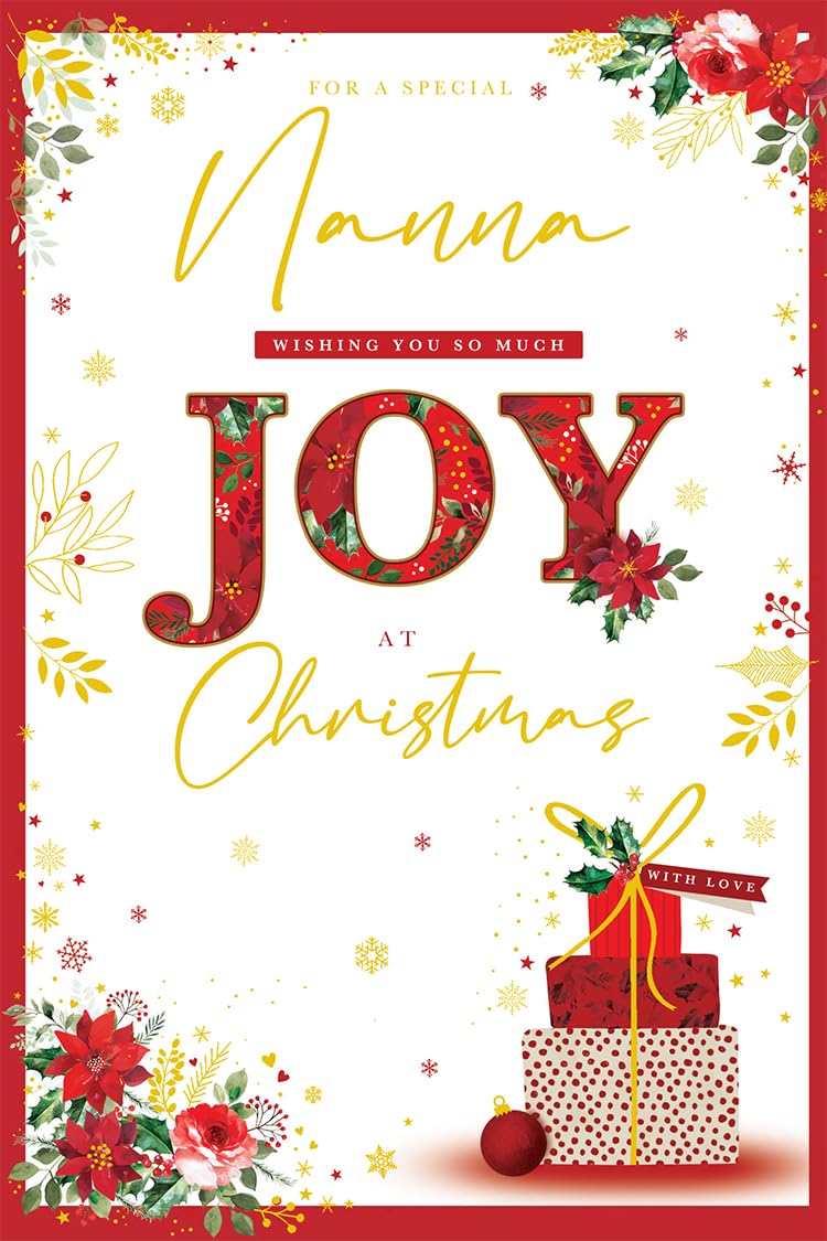 Nanna Christmas Card Modern Gifts Poinsettia 7.5" x 5" Lovely Verse