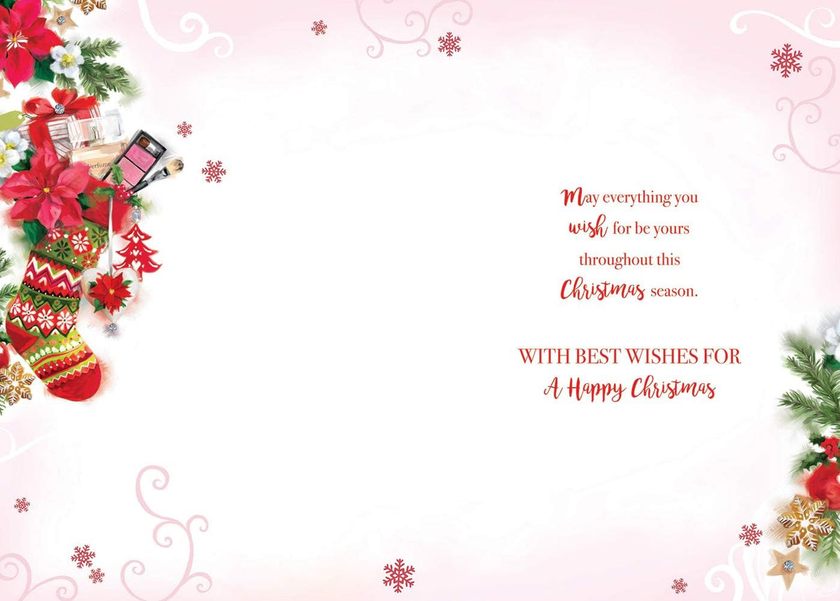 Special Auntie Christmas Card Stocking & Make Up Design Lovely Verse