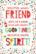 Friend Christmas Card Modern Wine Spirit Holly 9" x 6" Lovely Verse