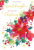 Granddaughter Christmas Card Traditional Poinsettia  9" x 6" Lovely Verse