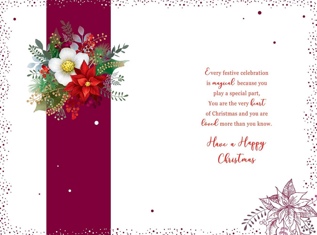 Grandma Christmas Card  Poinsettia Flower Design Lovely Verse