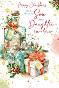 Christmas Card Son & Daughter In Law Large Gin Bottle Gifts 15x23cm