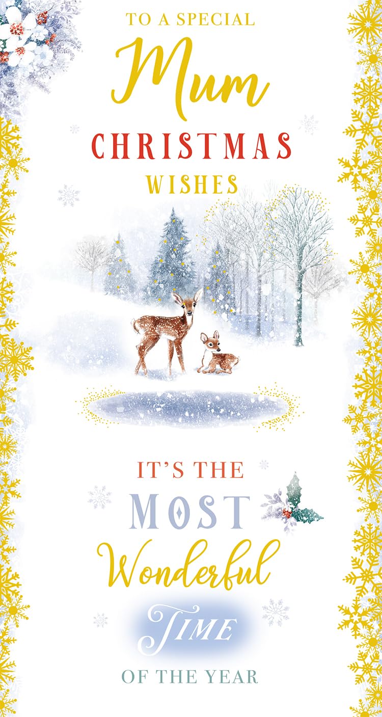 Mum Christmas Card It's The Most Wonderful Time of The Year Deer 9" x 5"