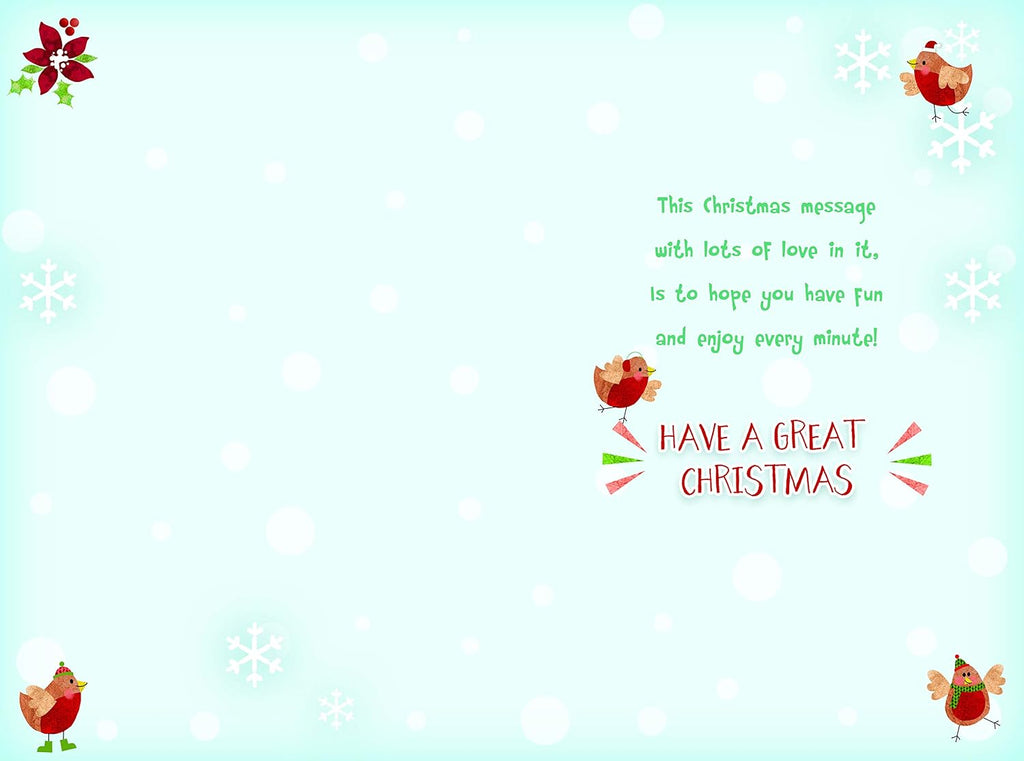 Special Sister Christmas Card Cute Robins Presents & Holly Design Lovely Verse