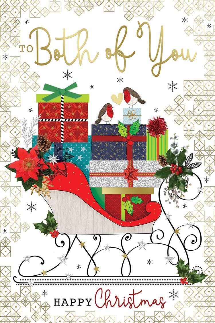 Both Of You Christmas Card Sleigh Full Of Gifts Design Lovely Verse