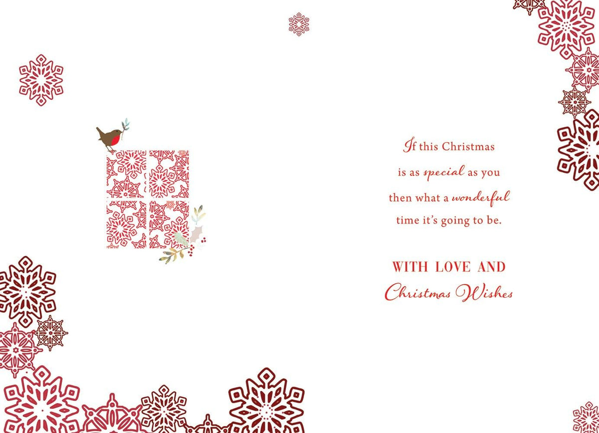 Wonderful Grandma Christmas Card Gold Present & Robin Design Lovely Verse