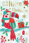 Niece Christmas Card Toucan & Present Design Lovely Verse
