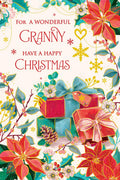 Christmas Card To Wonderful Granny Large Present Gifts Floral 15x23cm