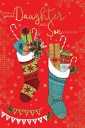 Daughter & Son In Law Christmas Card Gift Filled Stockings Design Lovely Verse