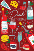 Dad Christmas Card Party Cheese Wine Grapes Design Lovely Verse